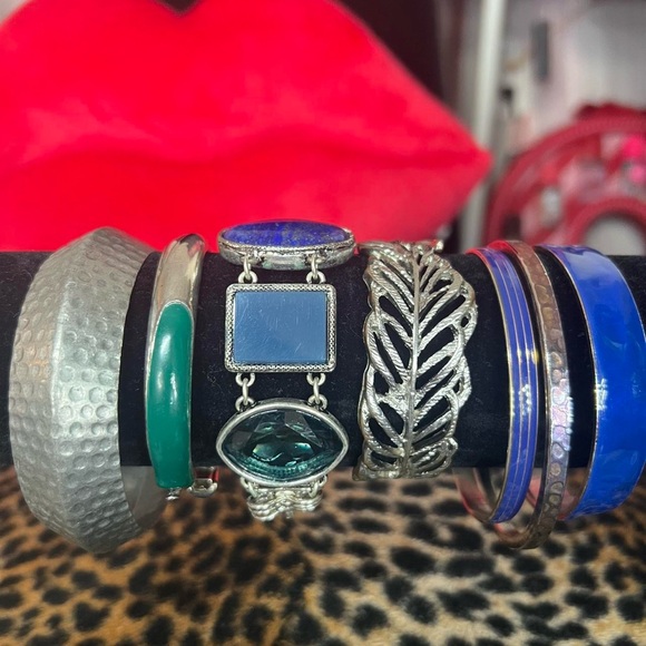 Jewelry - Y2K vintage Silver green and Blue Bracelet Set
